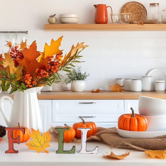 Fall Decorations 4 Pcs Thanksgiving Wooden Table Decor Farmhouse Signs - Picture 5 of 6